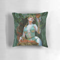 Decorative throw pillow featuring Circe, the goddess of enchantment from Greek mythology