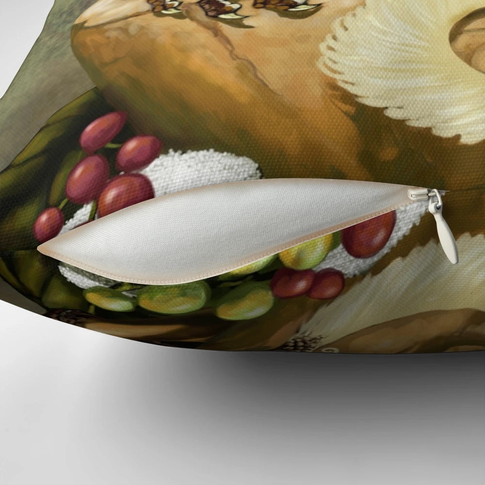 Cozy coffee dragon-themed decorative pillow with a whimsical, cute design