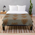 Copper dragon mask plush blanket for fantasy and medieval decor