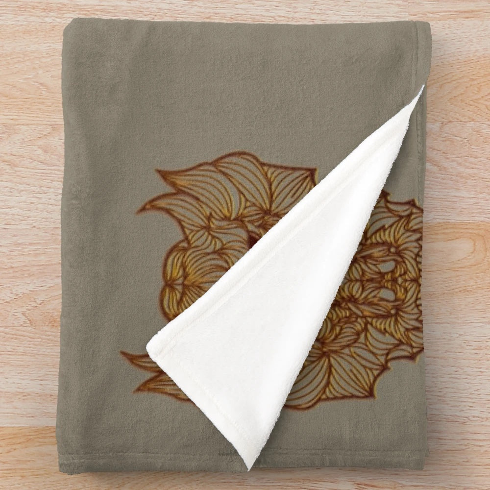 Copper dragon mask plush blanket for fantasy and medieval decor