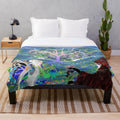 Colorful plush blanket with magical star and floral pattern