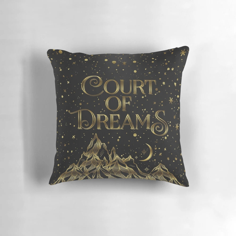 Soft, decorative pillow featuring the "Court of Dreams" design from the A Court of Mist and Fury book series by Sarah J. Maas