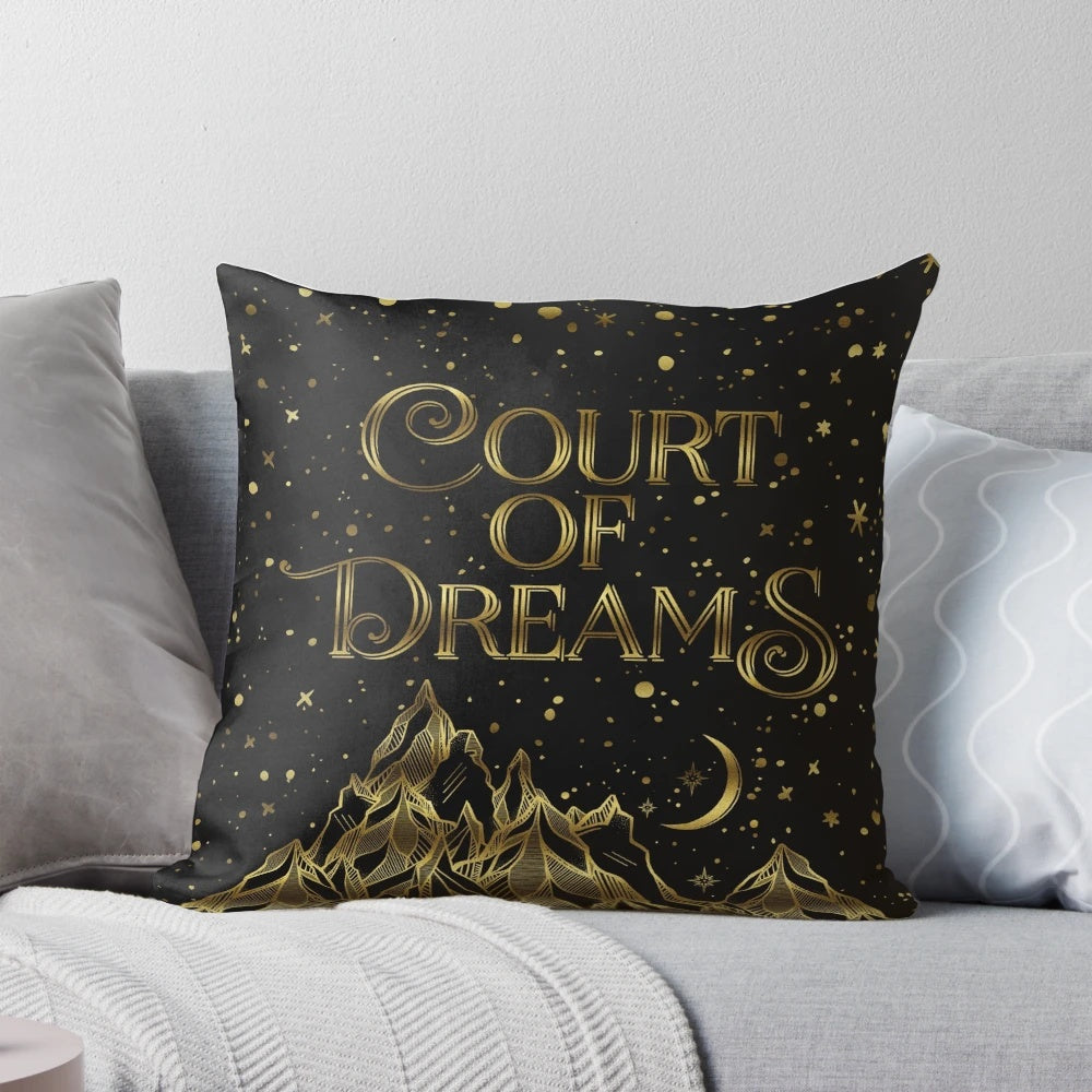 Soft, decorative pillow featuring the "Court of Dreams" design from the A Court of Mist and Fury book series by Sarah J. Maas