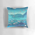 A soft, plush pillow featuring a surreal, vaporwave-inspired design with a crystal-like shower of stars and flowers.