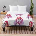 Soft, pink plush blanket featuring a custom anime-inspired character design