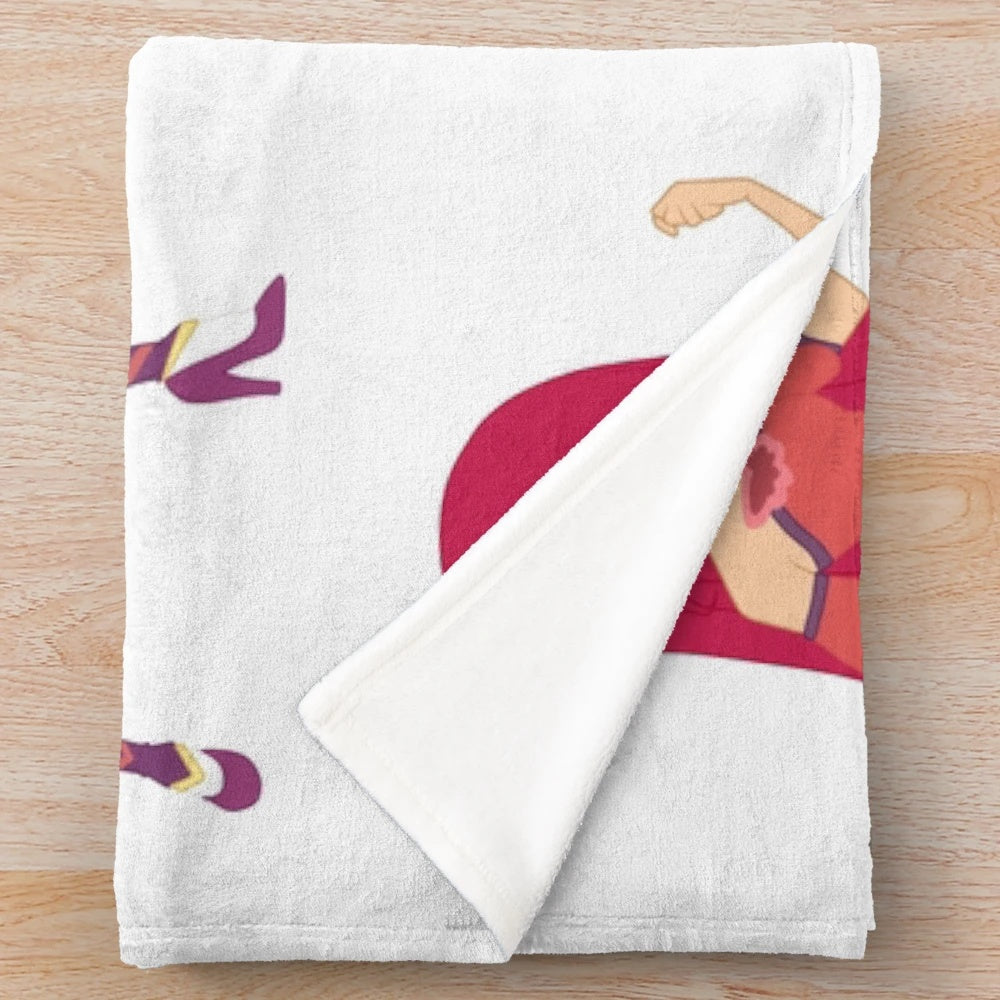 Soft, pink plush blanket featuring a custom anime-inspired character design