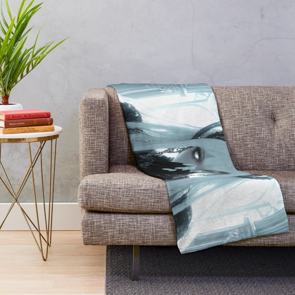 Cyber witch plush blanket featuring a dark, alternative-inspired design