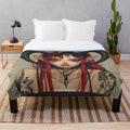 Dark fantasy plush blanket featuring a little goat devil character