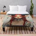 Cozy plush blanket featuring a captivating demon girl in a gothic anime style