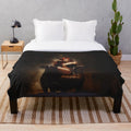 Enchanting devil girl plush blanket featuring dark, gothic design