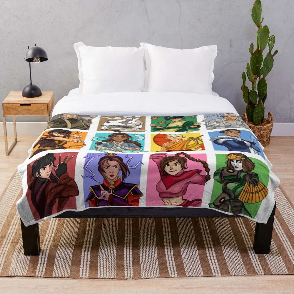 Digital art plush blanket featuring characters from the anime Avatar the Last Airbender