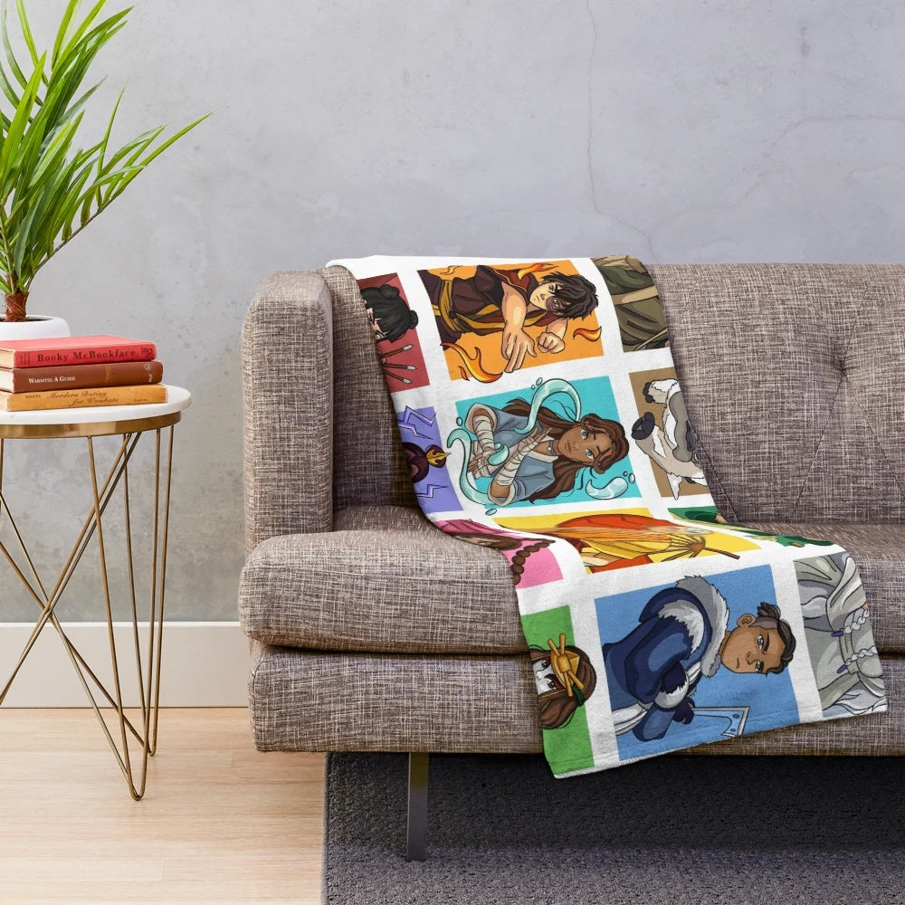 Digital art plush blanket featuring characters from the anime Avatar the Last Airbender