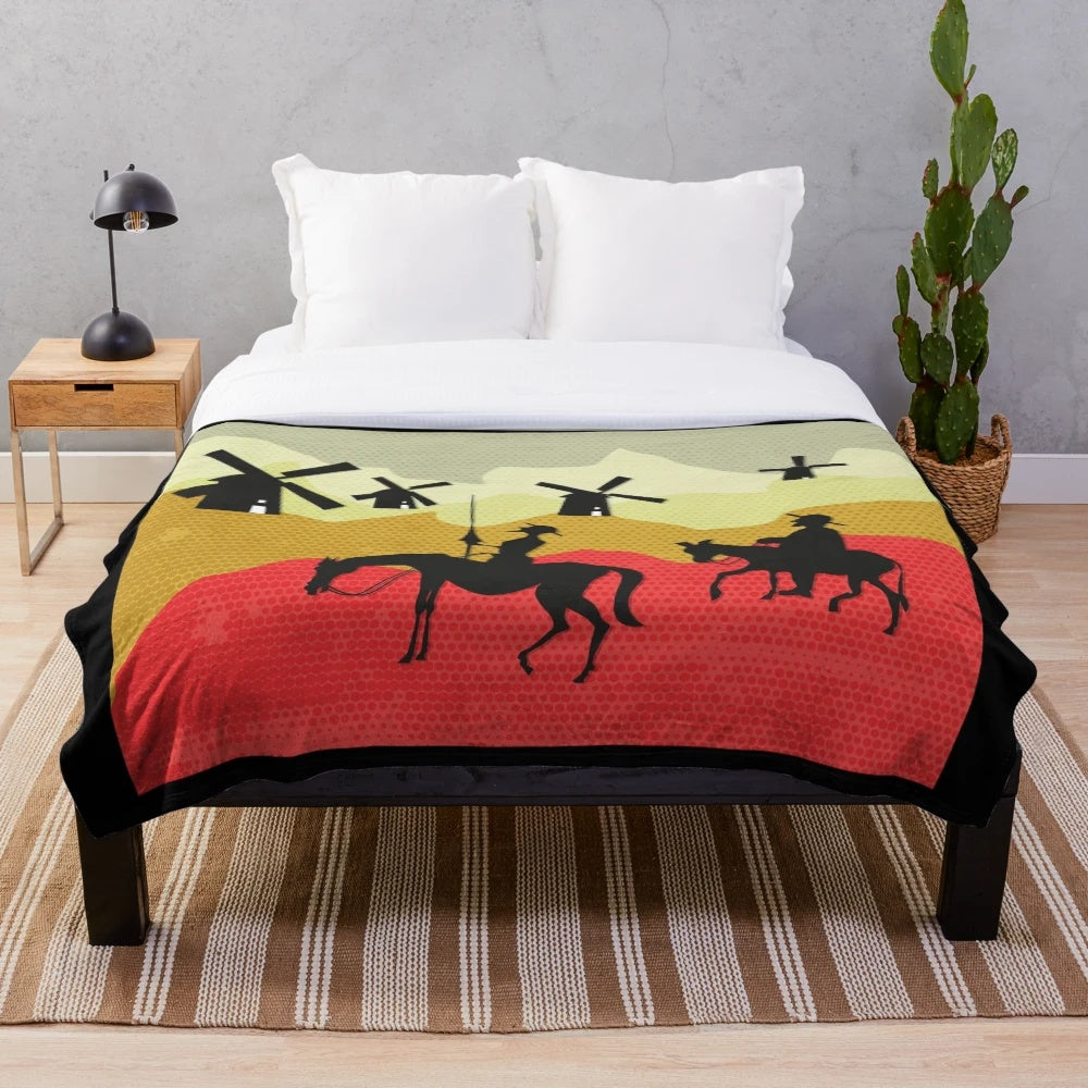 Don Quixote Plush Blanket featuring the iconic hero of the Spanish literary classic