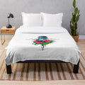 Dragon and hibiscus floral plush blanket