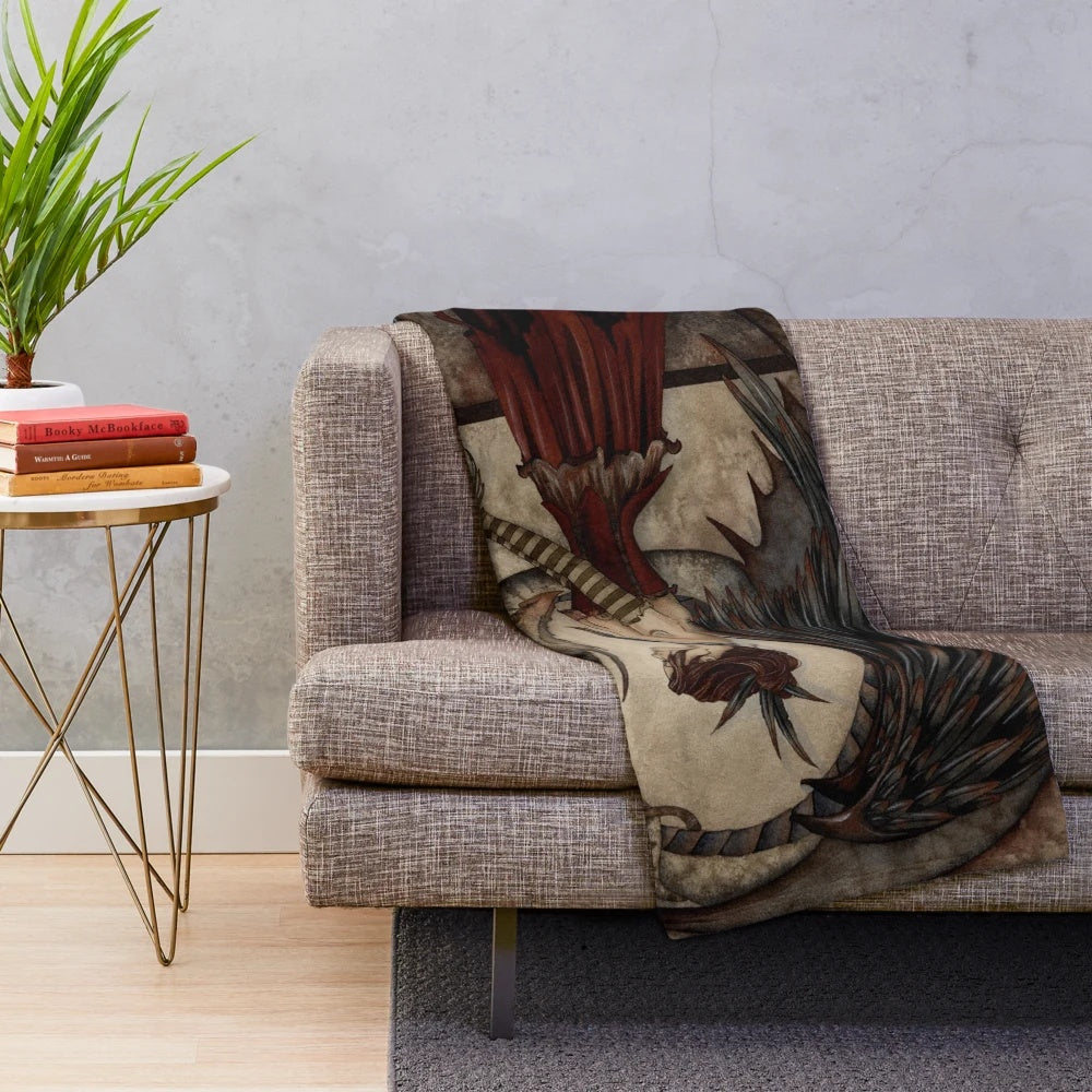 Dragon fairy plush blanket with dark fantasy art