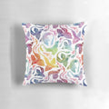 Vibrant dragon fire rainbow pillow with a seamless watercolor design, perfect for adding magical fantasy flair to your home decor.