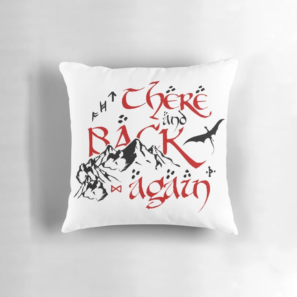 A round-shaped pillow featuring a detailed red dragon design, inspired by the iconic characters and settings of J.R.R. Tolkien's "The Hobbit" and "The Lord of the Rings" series.