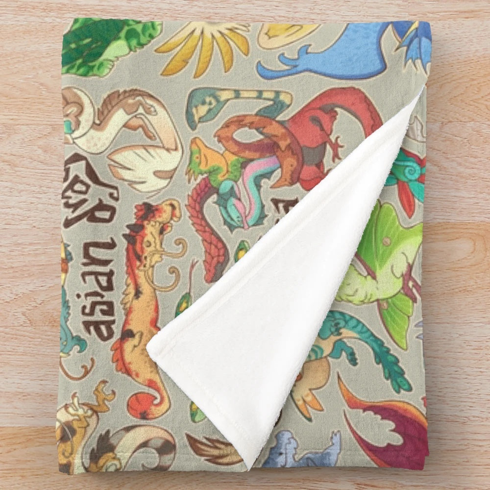 Cozy dragon-themed plush blanket for fantasy home decor