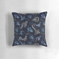 Whimsical watercolor illustration of a dragon silhouette against a night sky filled with star constellations.