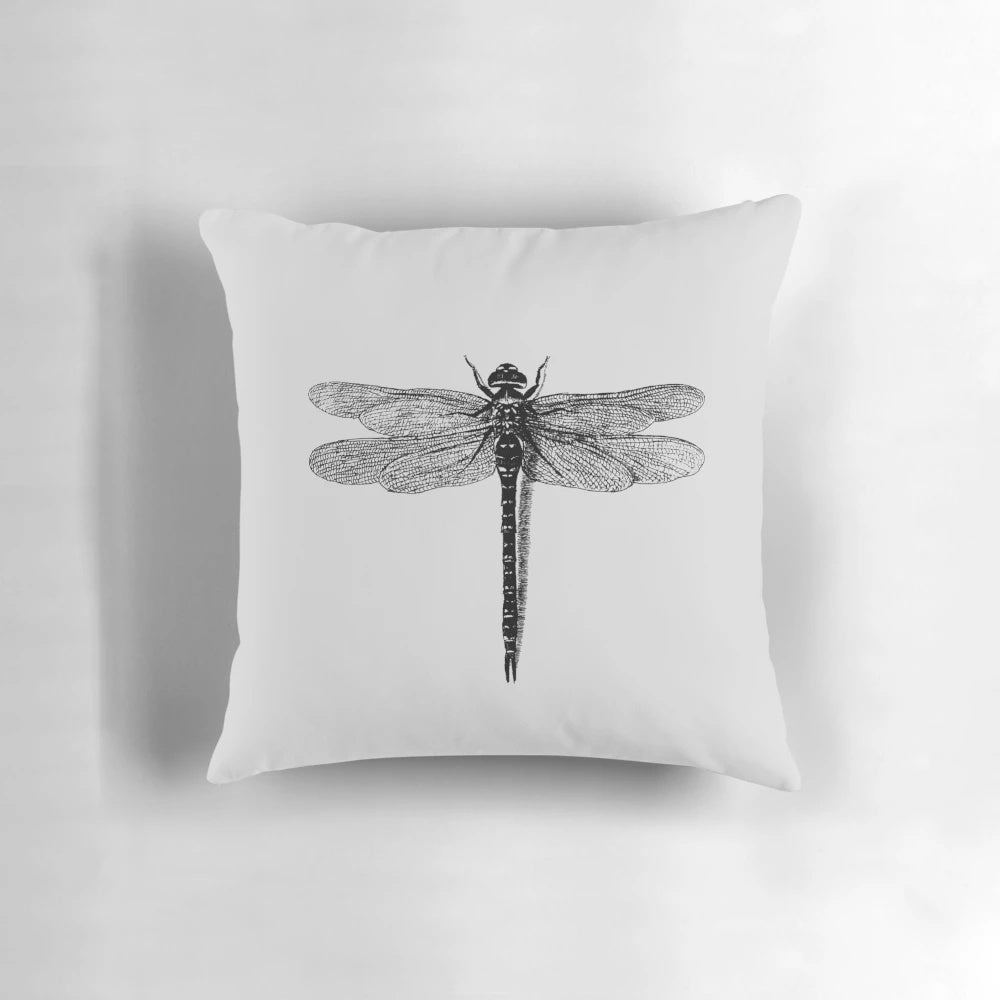 Dragonfly-patterned decorative pillow with nature-inspired design