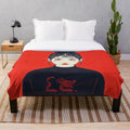 Stylized dragon plush blanket with a modern, intense pop art design