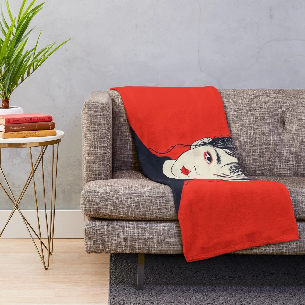 Stylized dragon plush blanket with a modern, intense pop art design