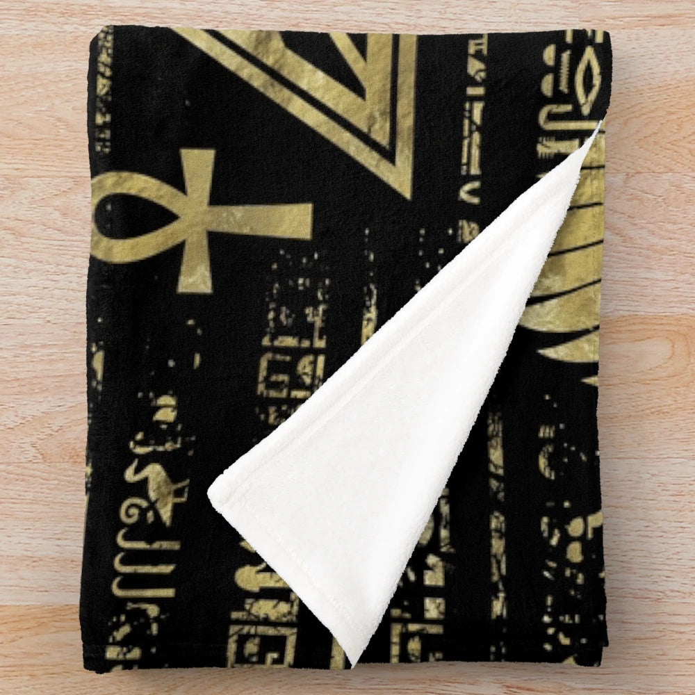 Egyptian Eye of Horus Wadjet Symbol Plush Blanket