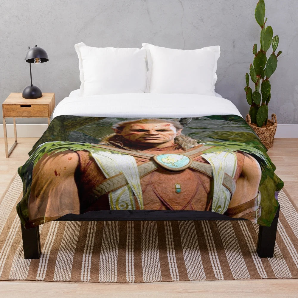 Elf Druid Fantasy Themed Plush Blanket