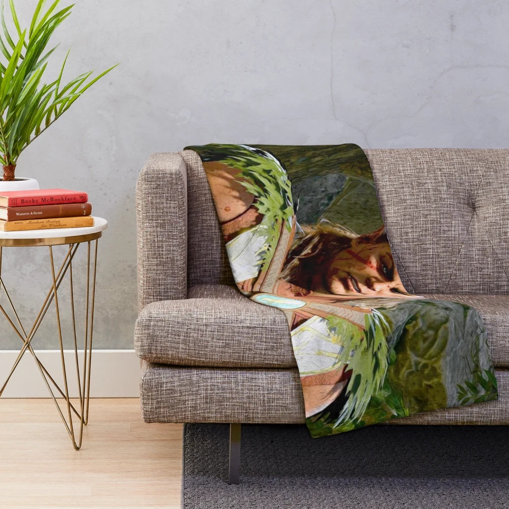 Elf Druid Fantasy Themed Plush Blanket