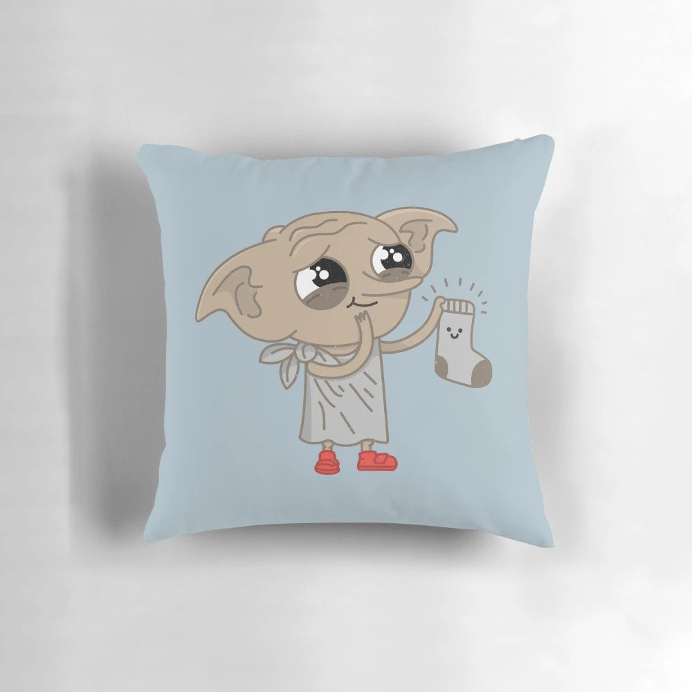 Soft and plush elf-themed pillow with detailed features and charming design