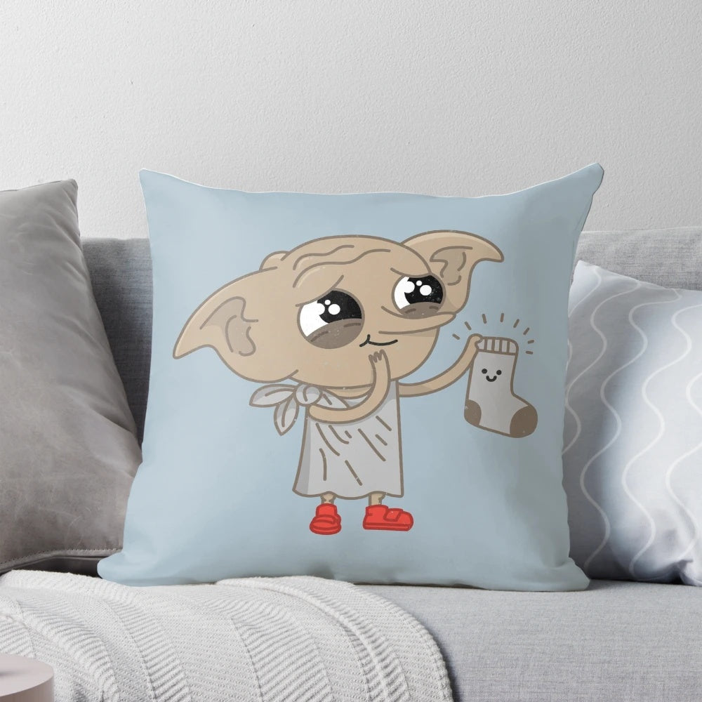 Soft and plush elf-themed pillow with detailed features and charming design