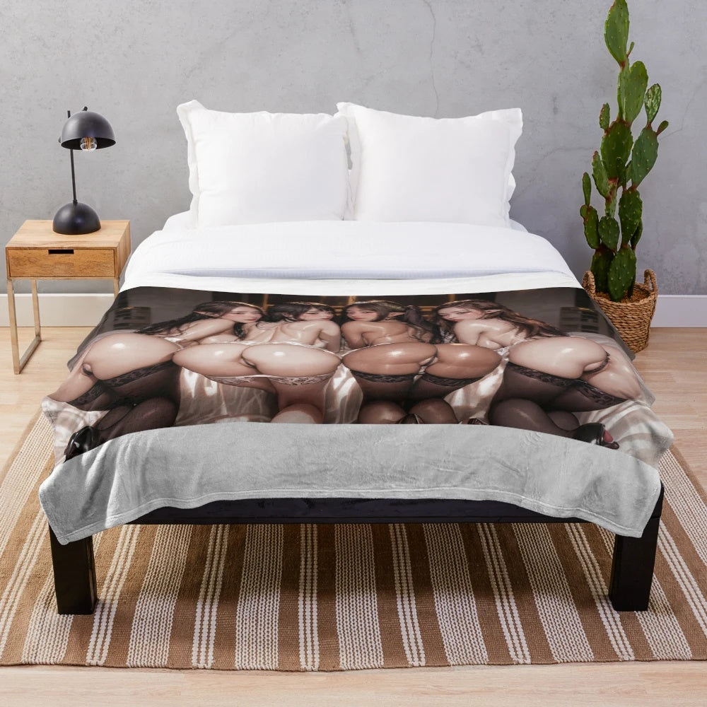 Plush blanket featuring an anime-inspired elven design