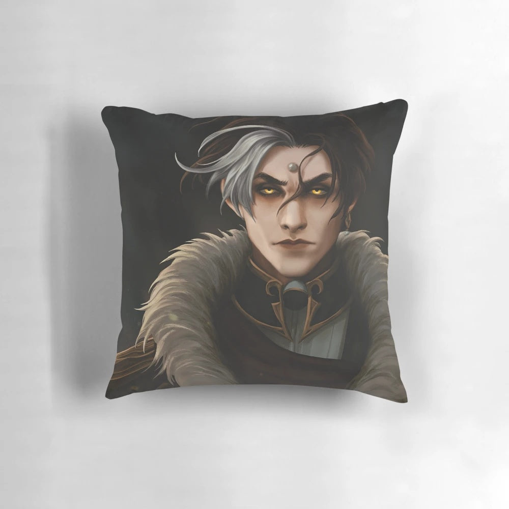 Plush fantasy-inspired emperor pillow with intricate design