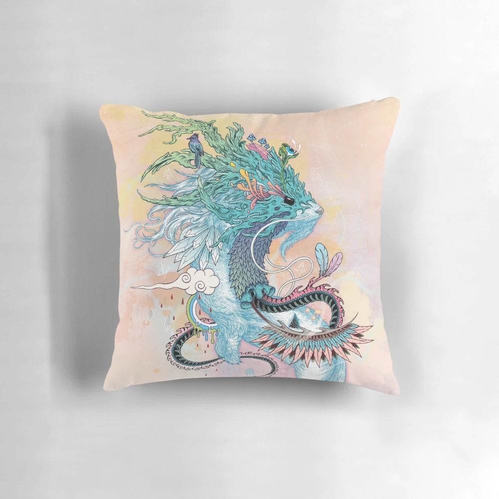 Colorful and mystical Ermine spirit animal totem pillow