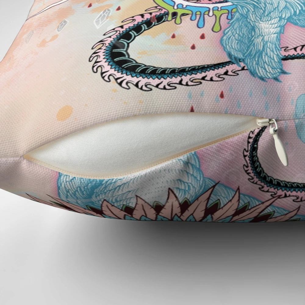 Colorful and mystical Ermine spirit animal totem pillow