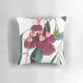 Soft, pink pillow featuring the delicate gum blossom of the eucalyptus plant, a native Australian flora.