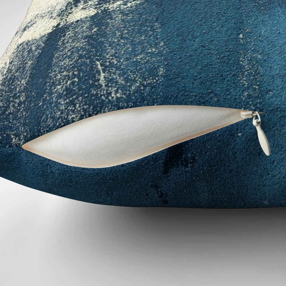 Stunning abstract landscape pillow featuring a night sky with shimmering stars over mountains