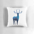 Cozy blue and wood-toned pillow featuring a magical deer design, inspired by the Expecto Patronum spell from the Harry Potter movies.