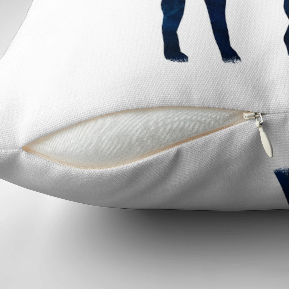Cozy blue and wood-toned pillow featuring a magical deer design, inspired by the Expecto Patronum spell from the Harry Potter movies.