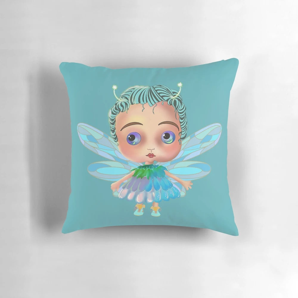 Soft, plush fairy-themed decorative pillow with delicate wings and a dreamy design