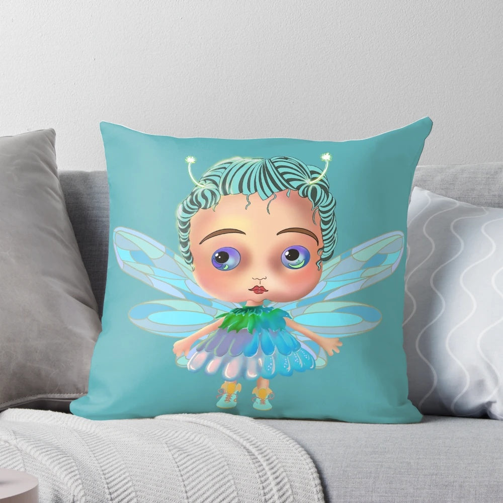 Soft, plush fairy-themed decorative pillow with delicate wings and a dreamy design