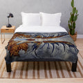 Fairy plush blanket with fantasy artwork and autumn foliage