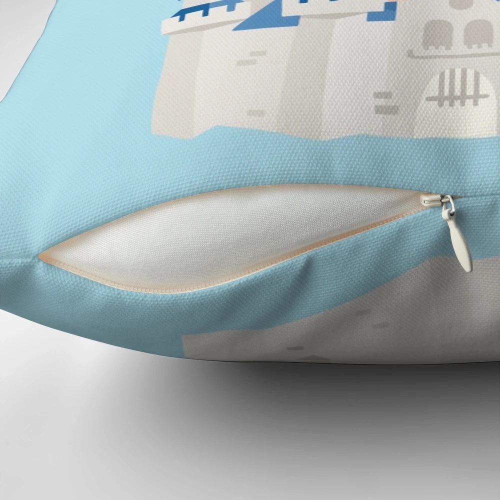 Fairytale castle pillow with Disney-inspired design and magical sparkles