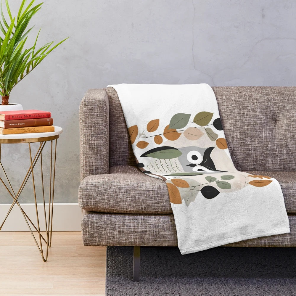 Plush animal blanket with enchanting autumn wildlife art design