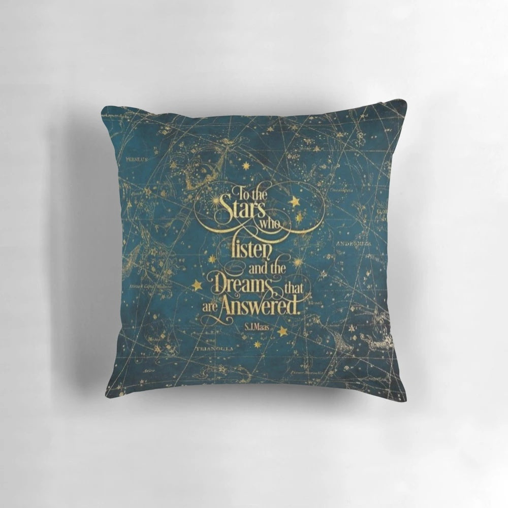 Decorative pillow with fantasy book series inspired design