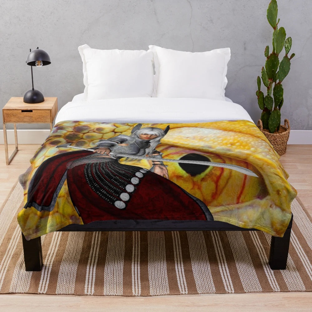Whimsical fantasy dragon-themed plush blanket
