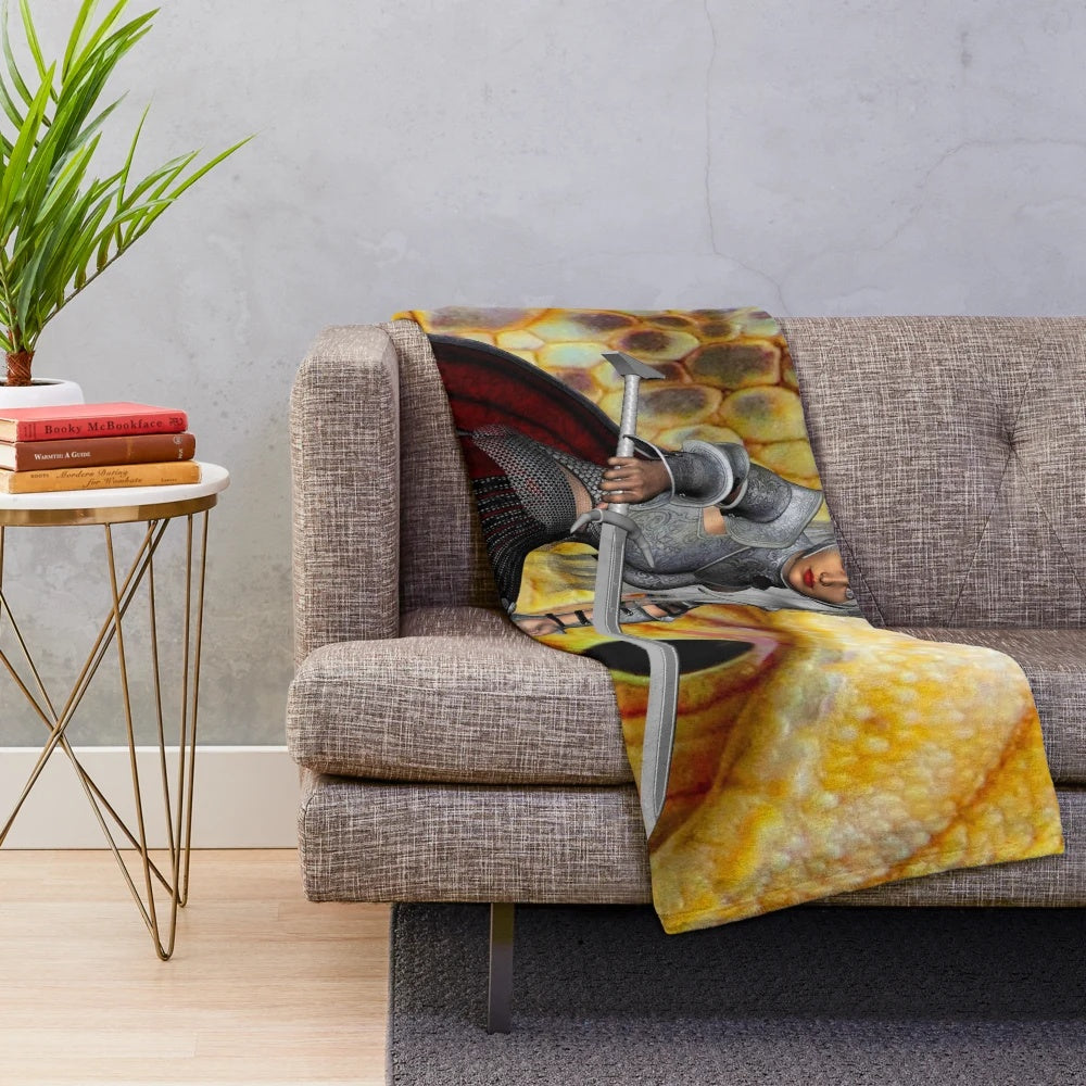 Whimsical fantasy dragon-themed plush blanket