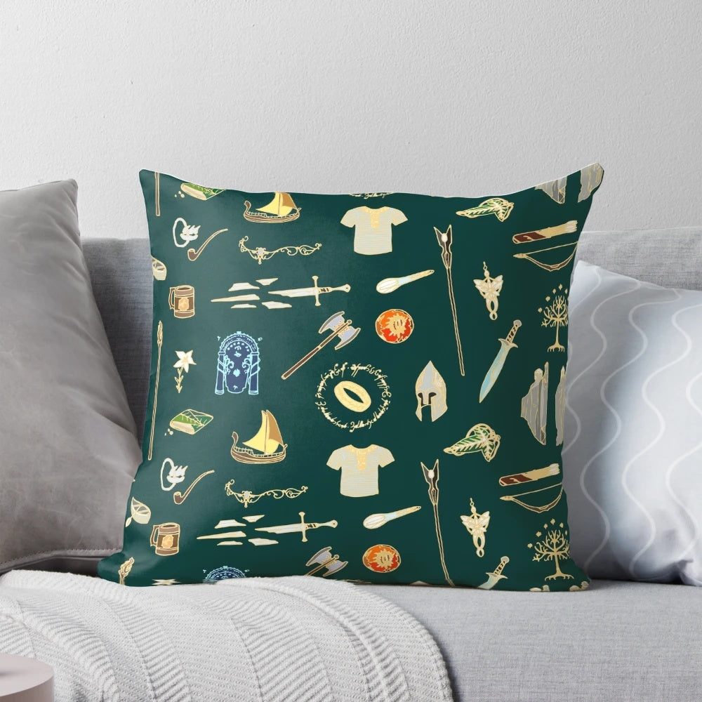 Whimsical fantasy pattern pillow with intricate designs, perfect for adding a touch of magic to your bedroom.