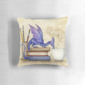 Whimsical fantasy-themed decorative pillow featuring a dragon and fairy design