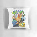 Decorative fantasy-themed pillow with dragon imagery and text from the "Wings of Fire" book series by author Tui T. Sutherland.